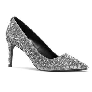 NIB Michael Kors Silver Stiletto Heels with Sparkle Crystal Finish